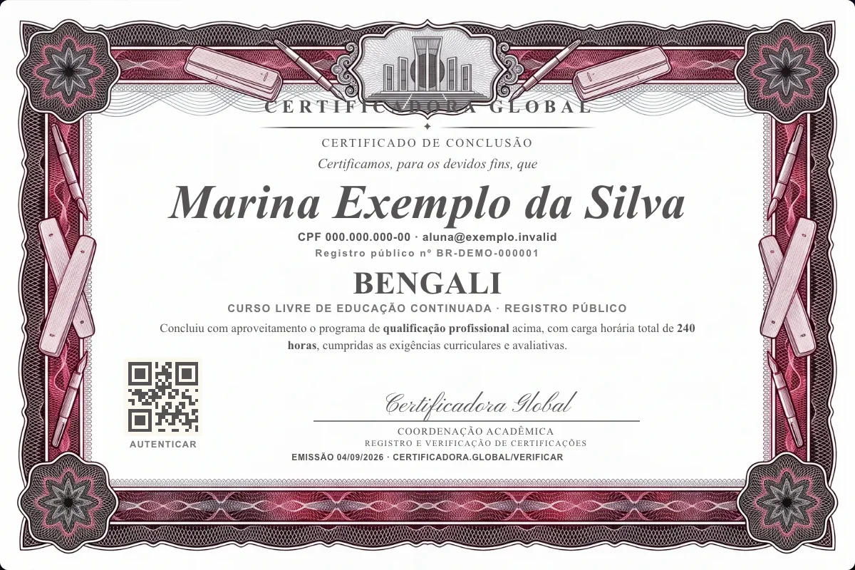 Capa do curso Bengali
