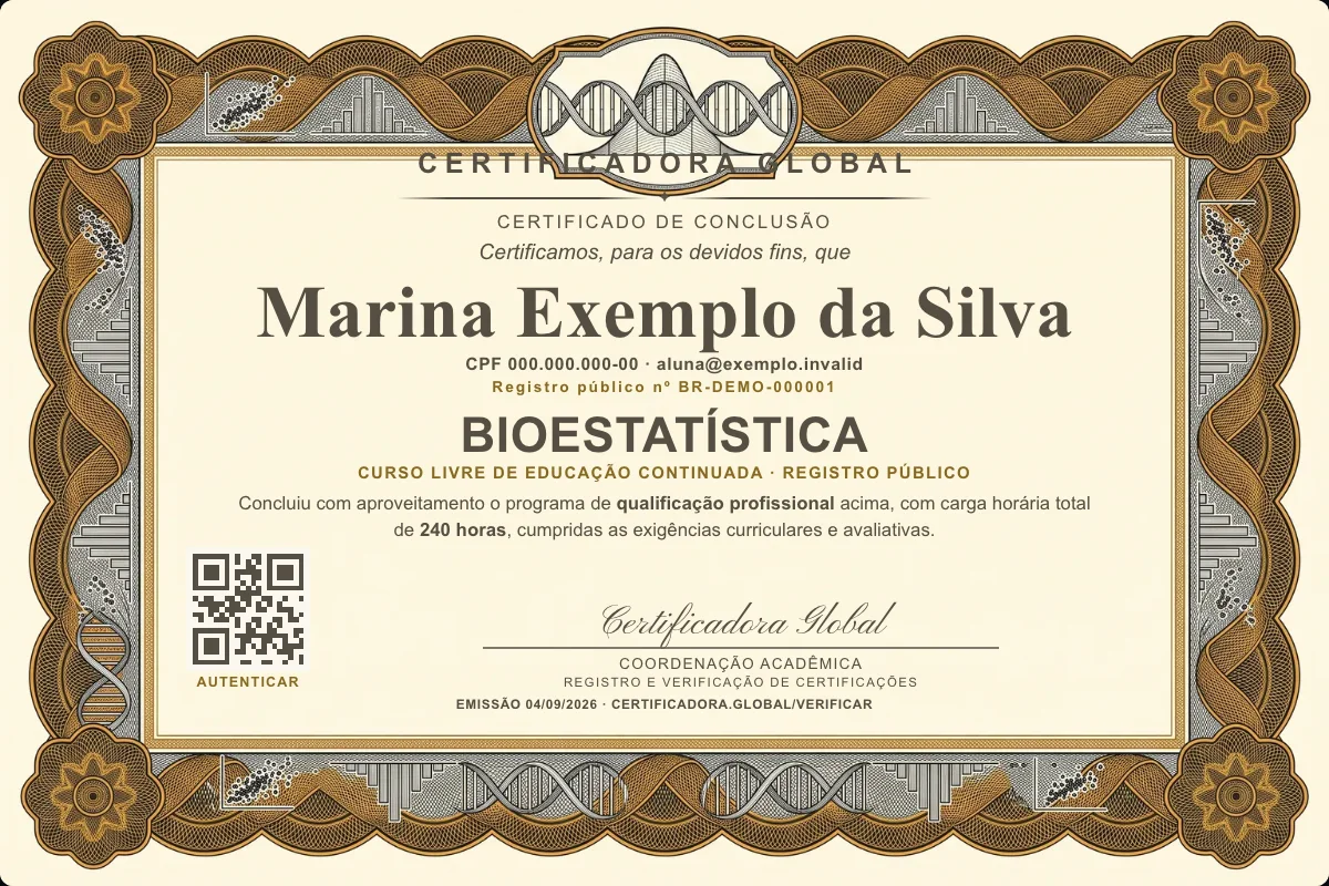 Capa do curso Bioestatística