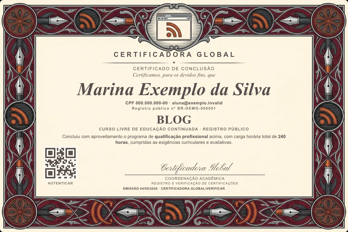 Capa do curso Blog