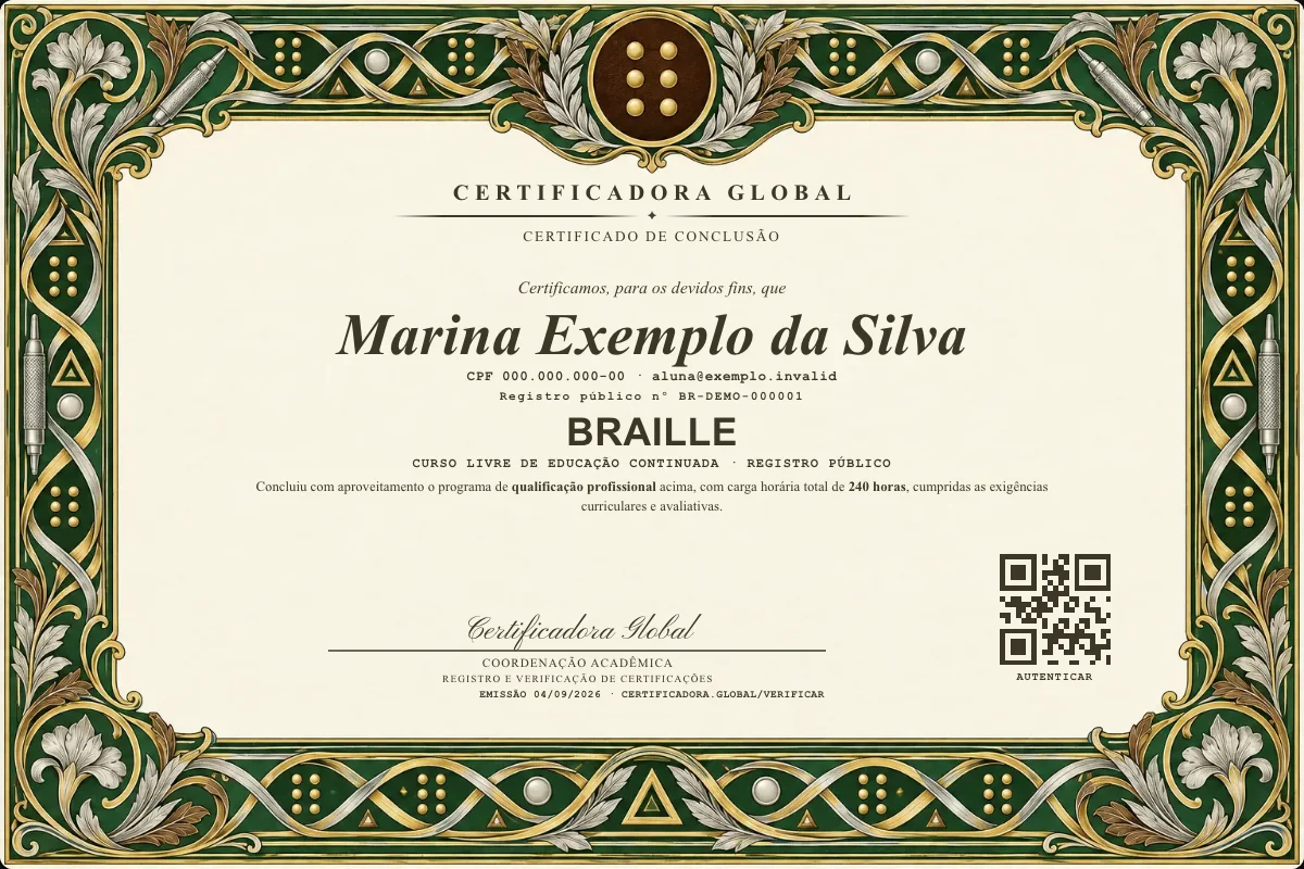 Capa do curso Braille