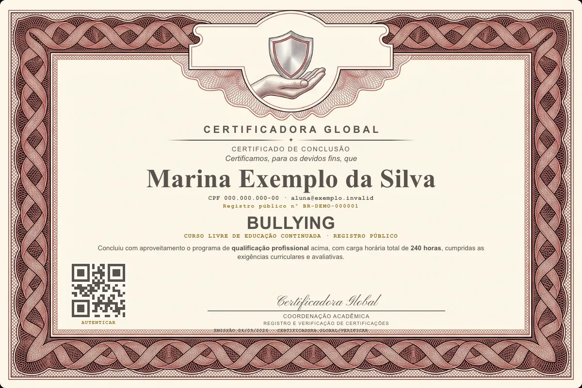 Capa do curso Bullying