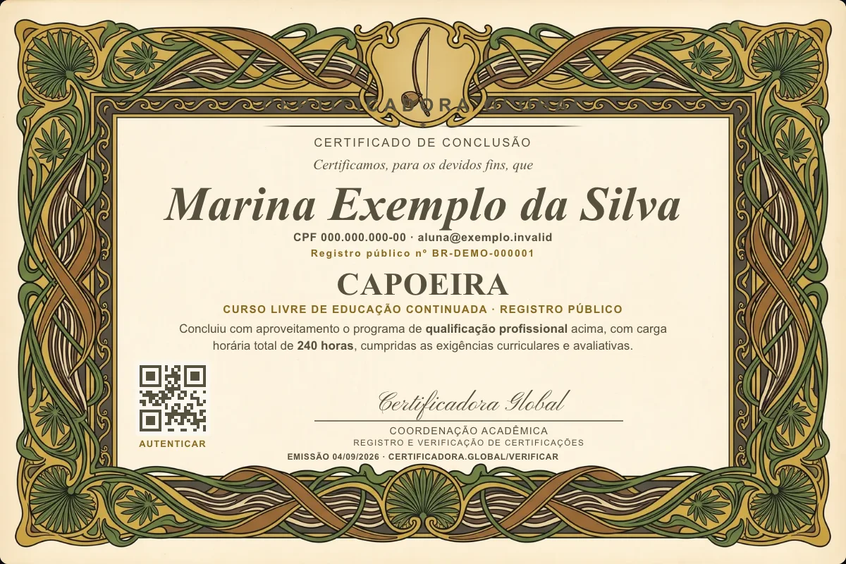 Capa do curso Capoeira