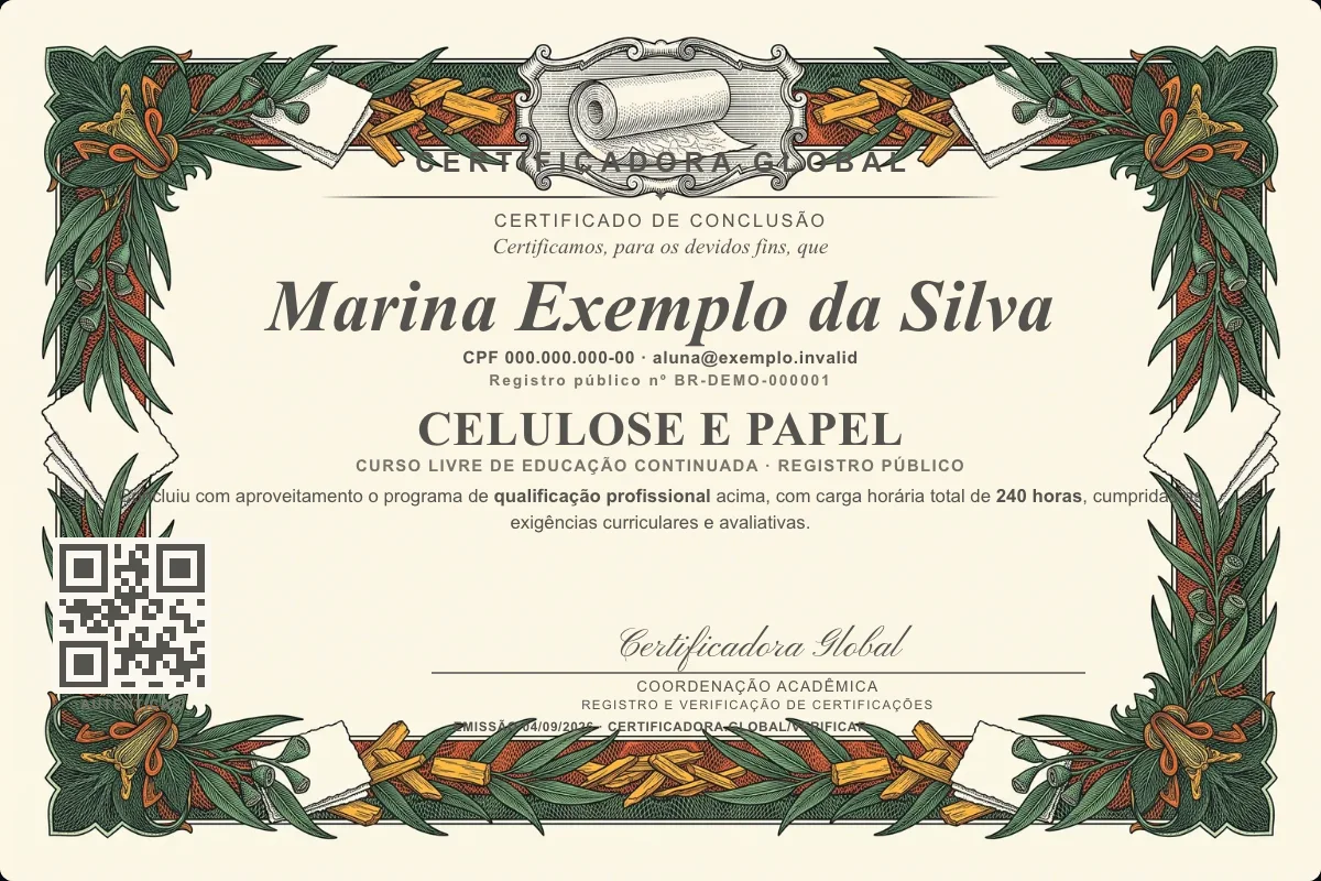 Capa do curso Celulose e Papel