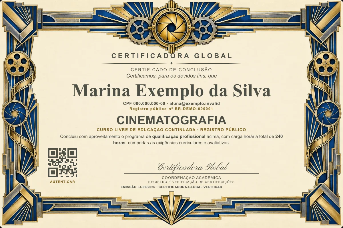 Capa do curso Cinematografia