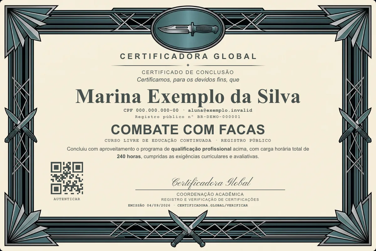 Capa do curso Combate com Facas