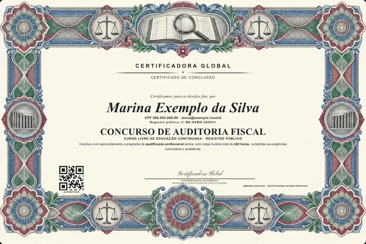 Capa do curso Concurso de Auditoria Fiscal