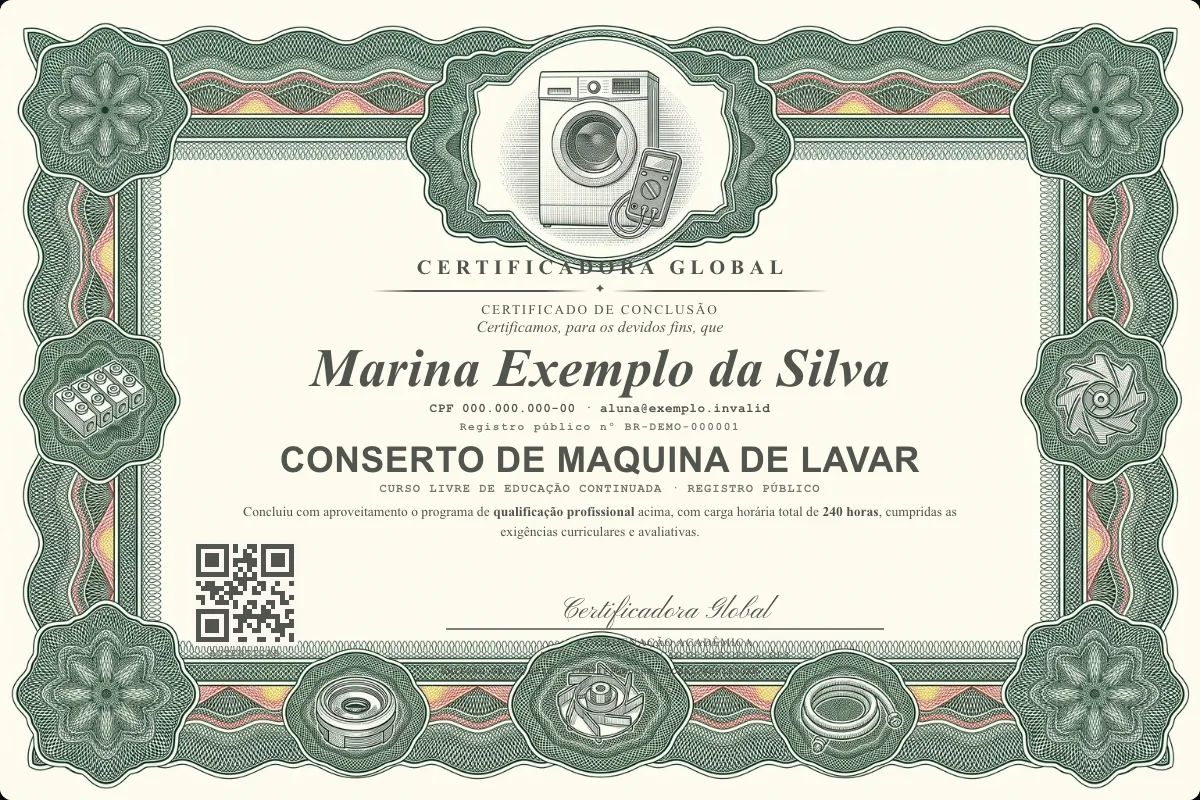 Capa do curso Conserto de Maquina de Lavar