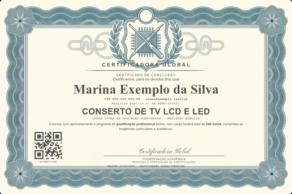 Capa do curso Conserto de Tv Lcd e Led