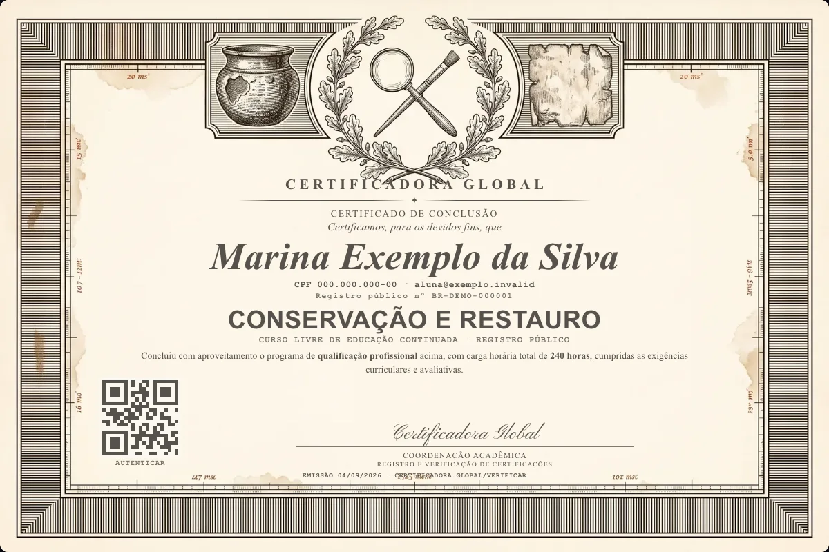 Capa do curso Conservação e Restauro