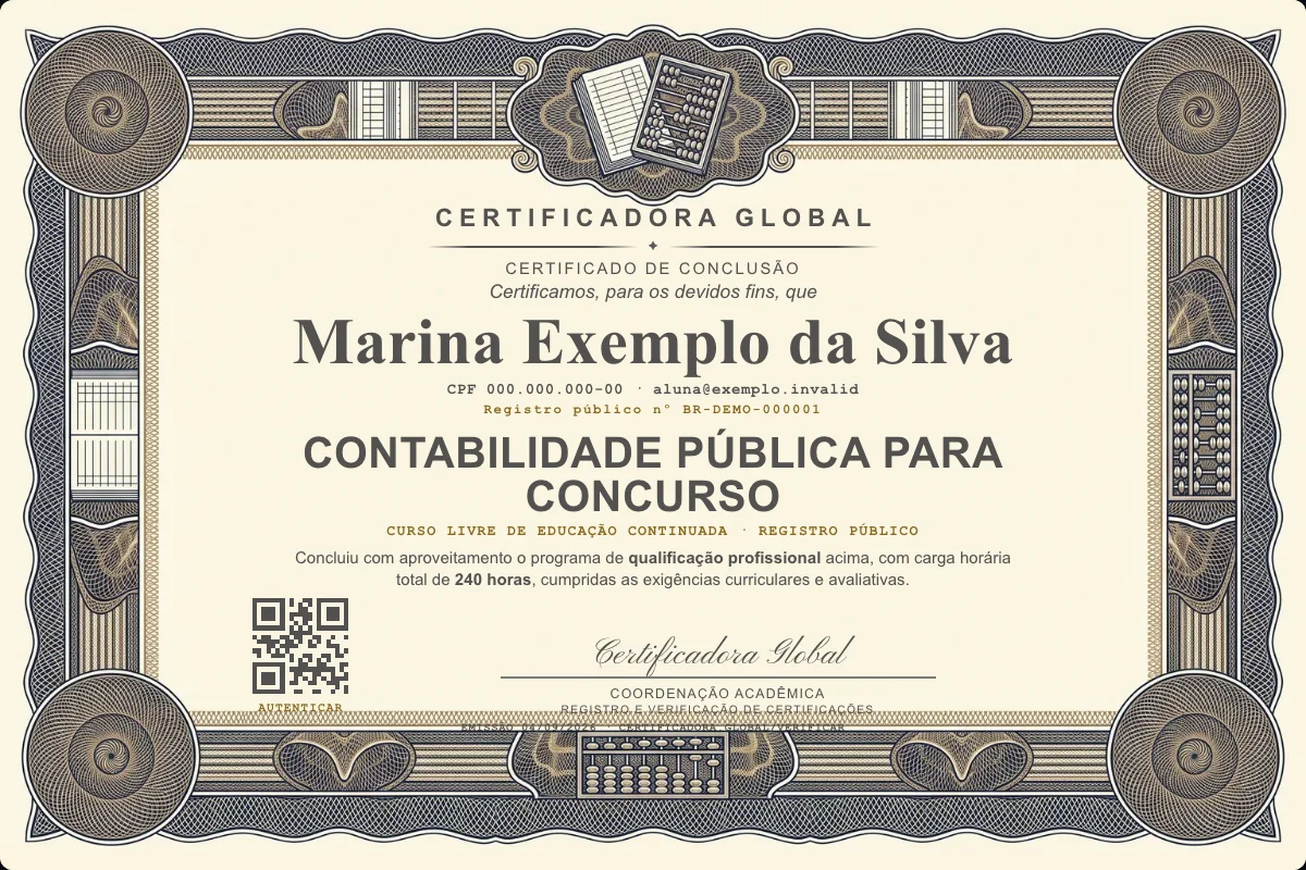 Capa do curso Contabilidade Pública para Concurso