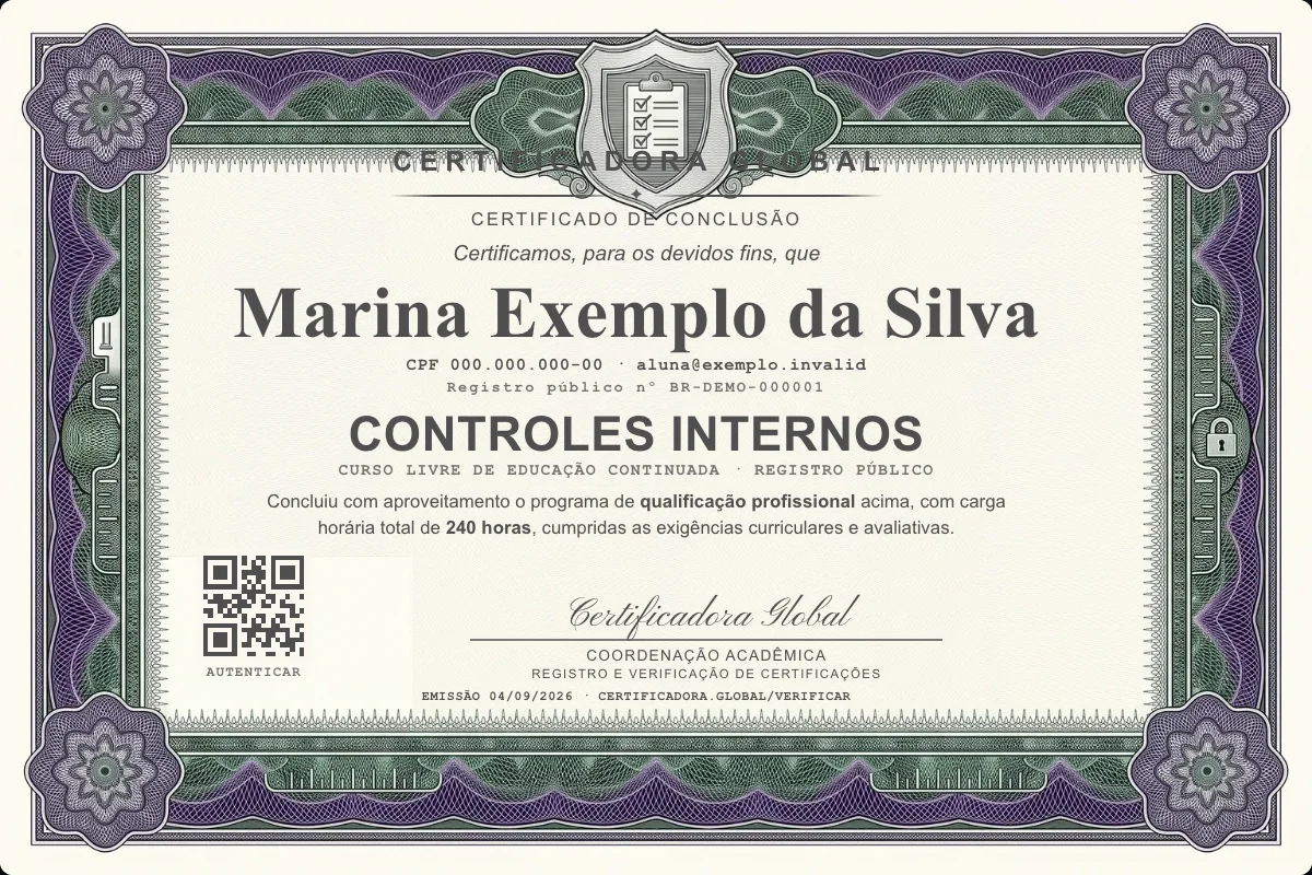 Capa do curso Controles Internos