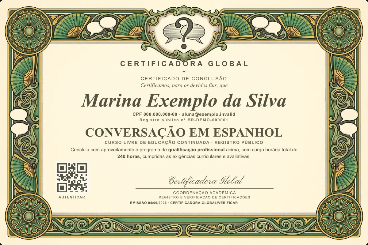 Capa do curso Conversação em Espanhol