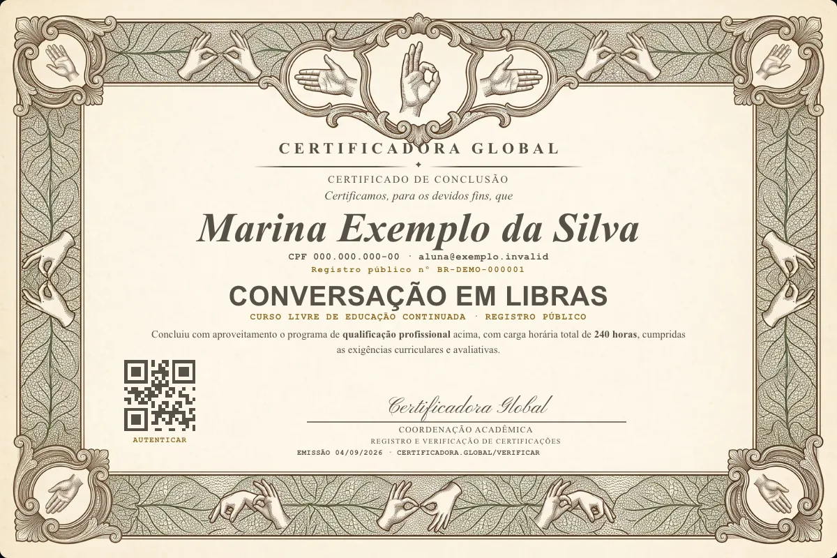 Capa do curso Conversação em Libras