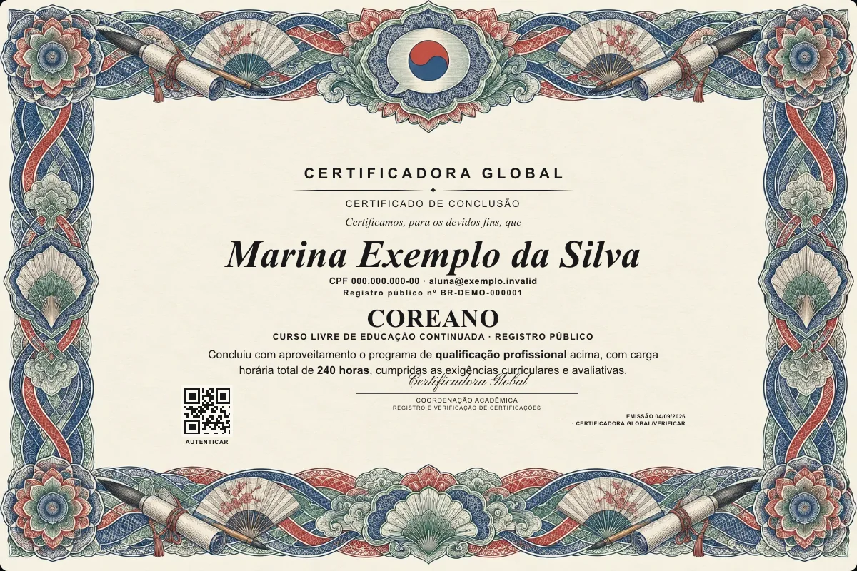 Capa do curso Coreano