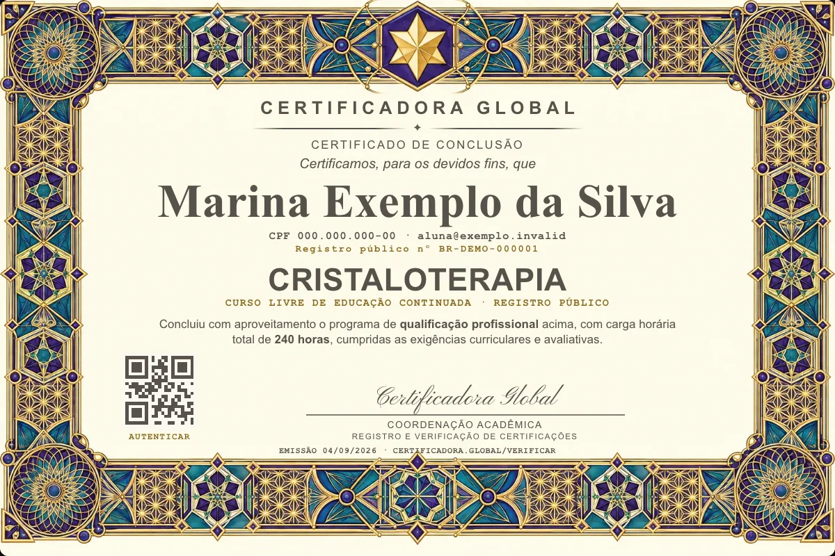 Capa do curso Cristaloterapia