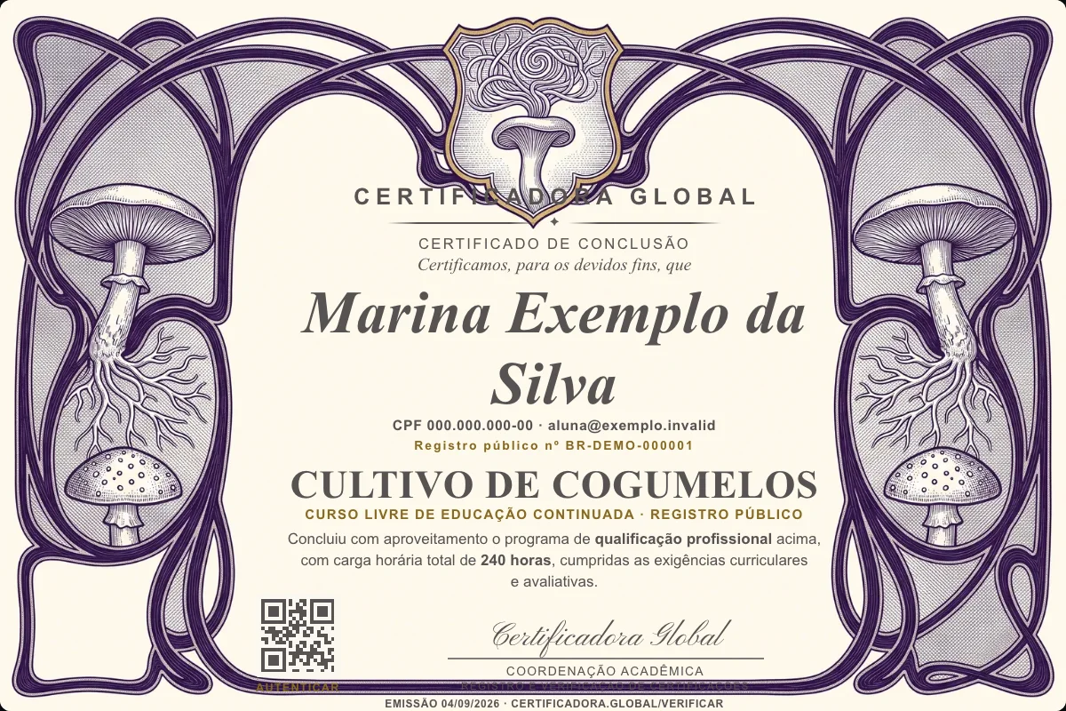 Capa do curso Cultivo de Cogumelos