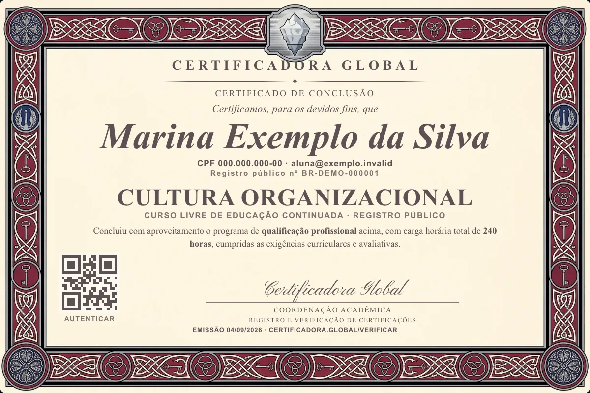 Capa do curso Cultura Organizacional