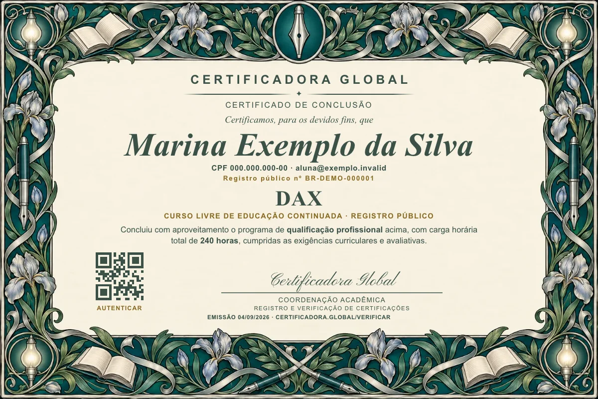 Capa do curso Dax