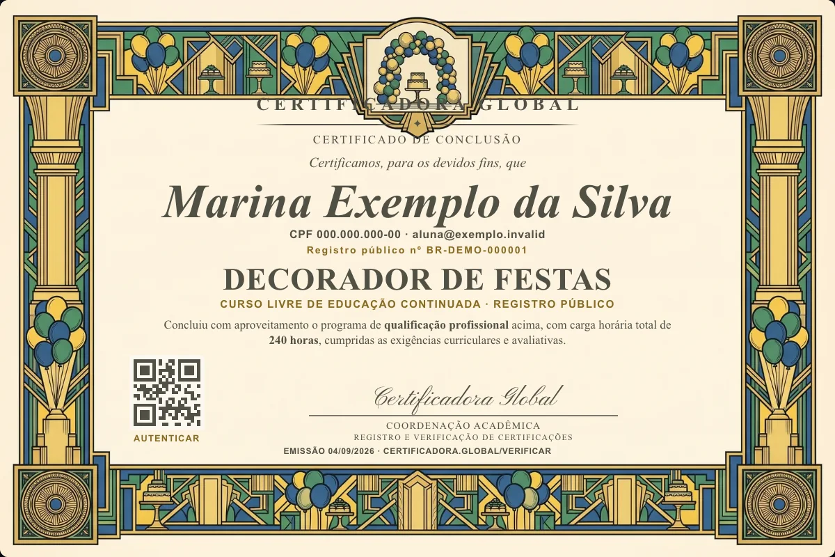 Capa do curso Decorador de Festas