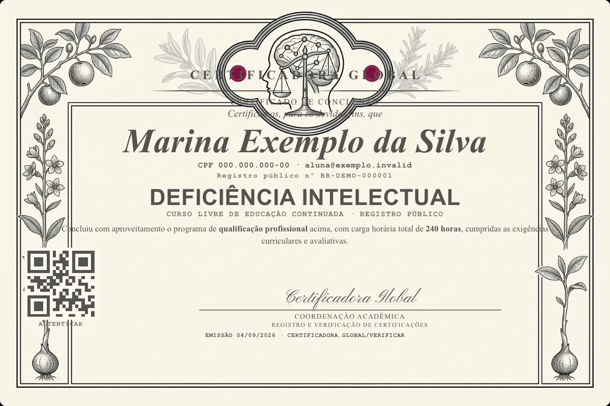Capa do curso Deficiência Intelectual