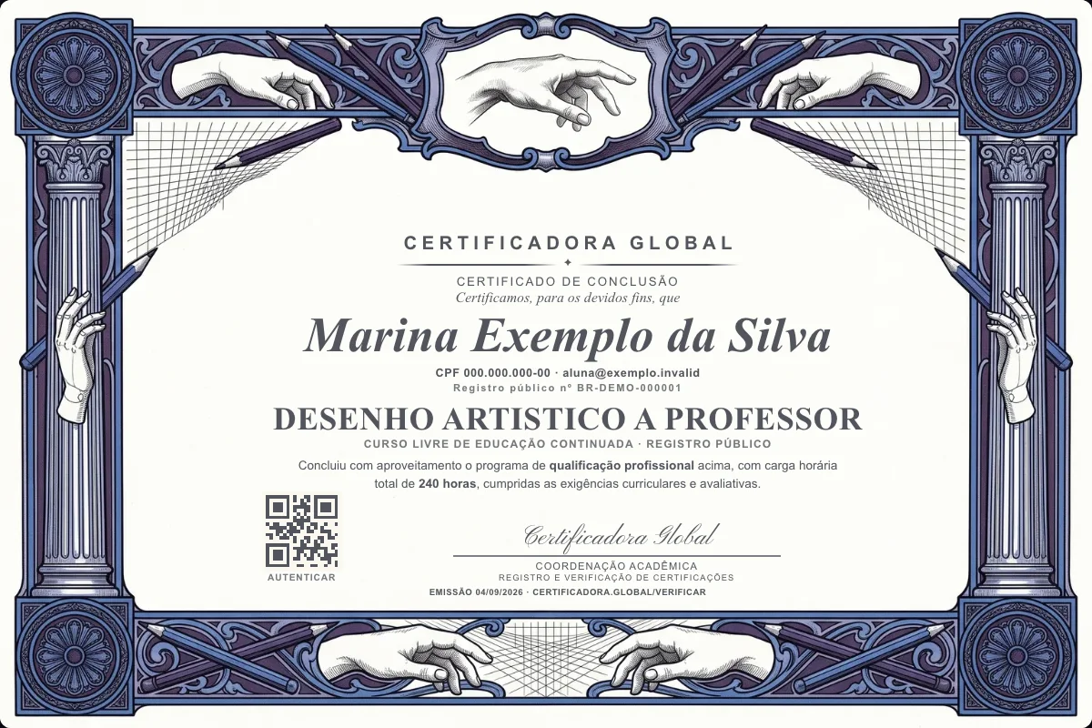 Capa do curso Desenho Artistico a Professor