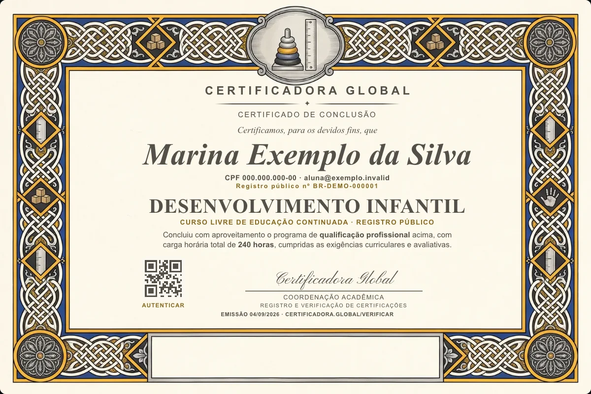 Capa do curso Desenvolvimento Infantil