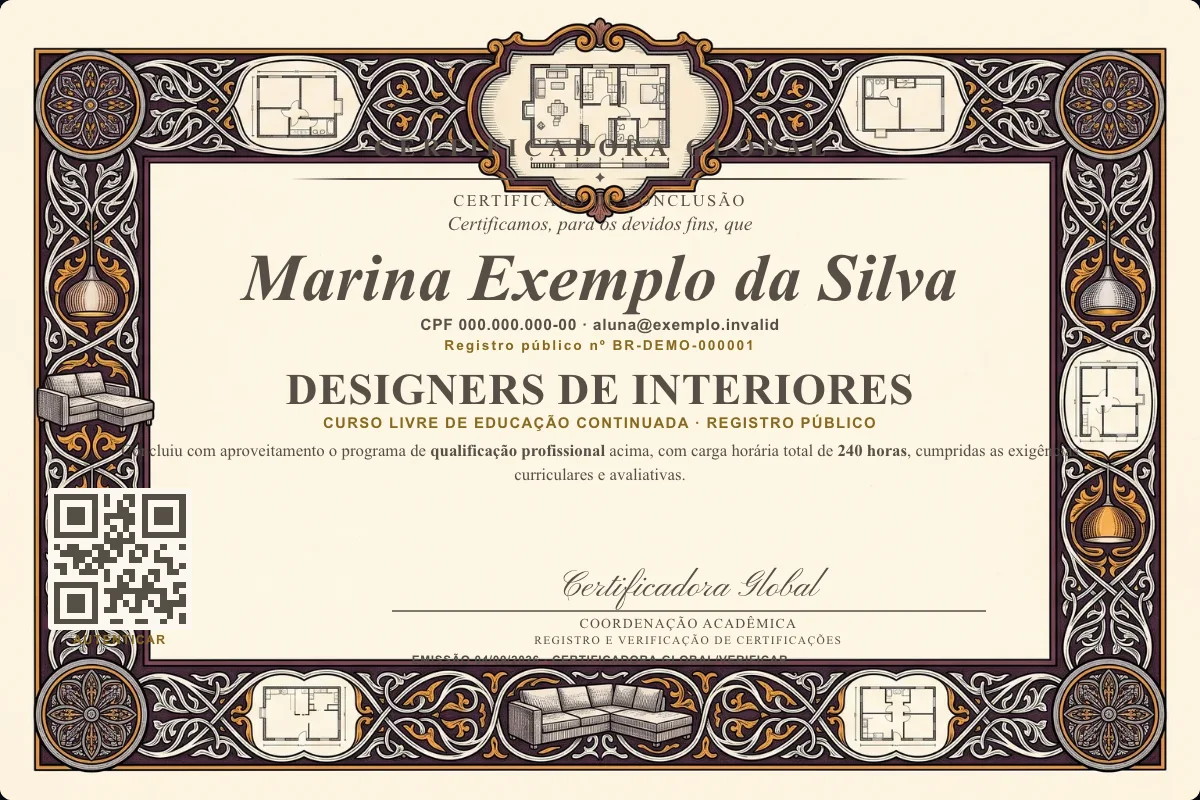 Capa do curso Designers de Interiores