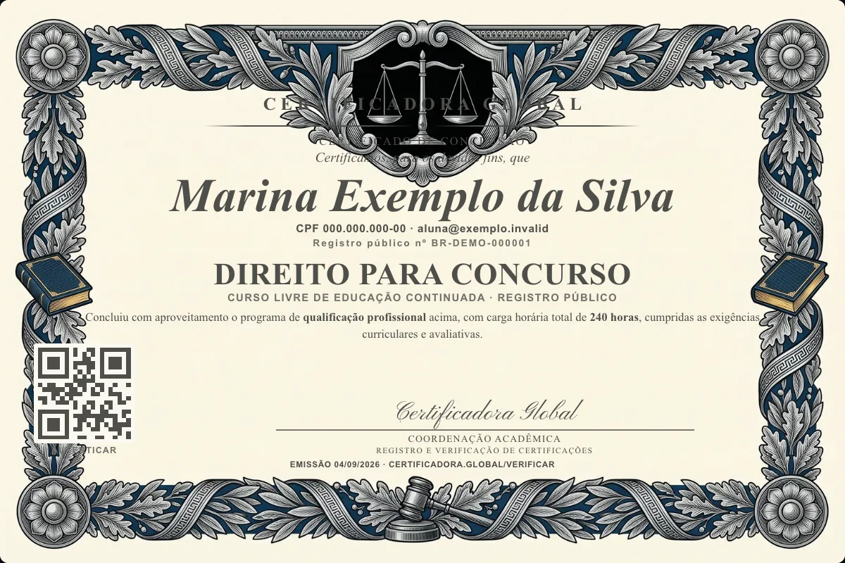 Capa do curso Direito para Concurso
