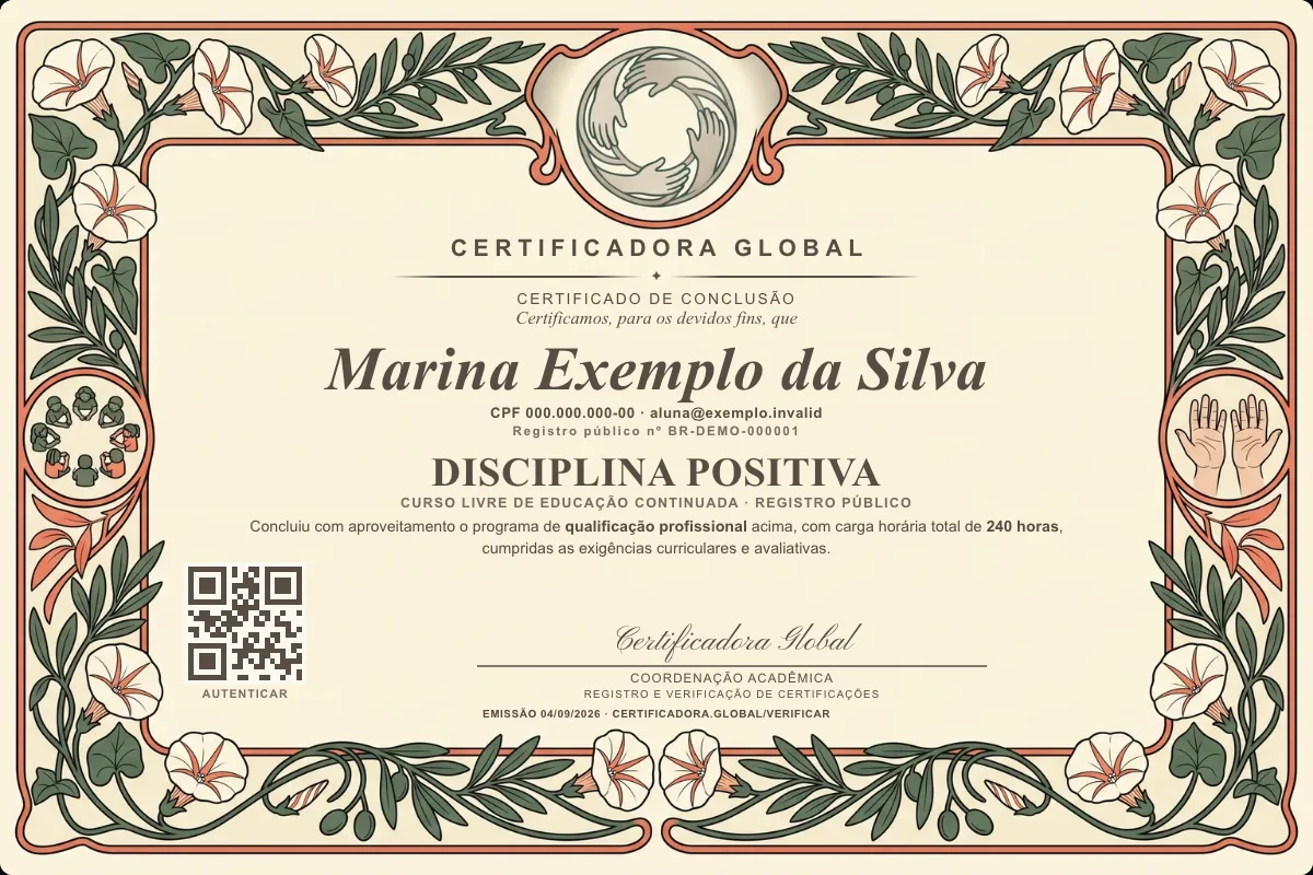 Capa do curso Disciplina Positiva
