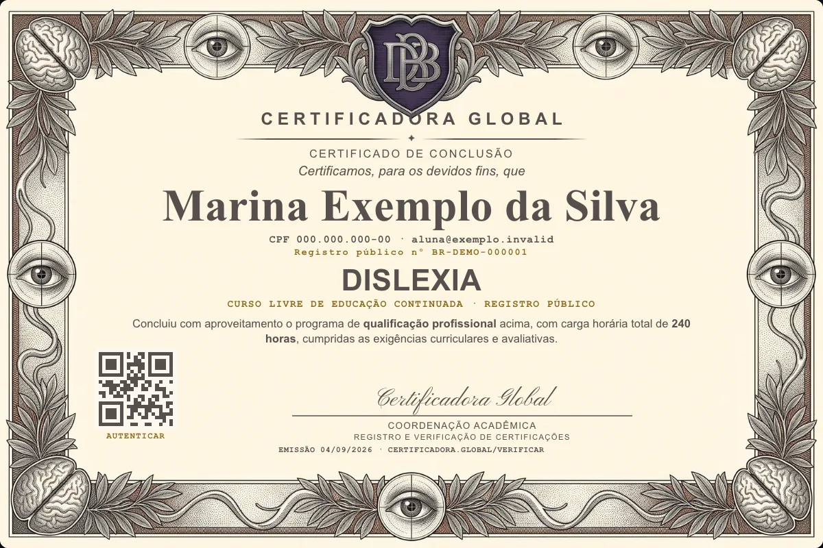 Capa do curso Dislexia