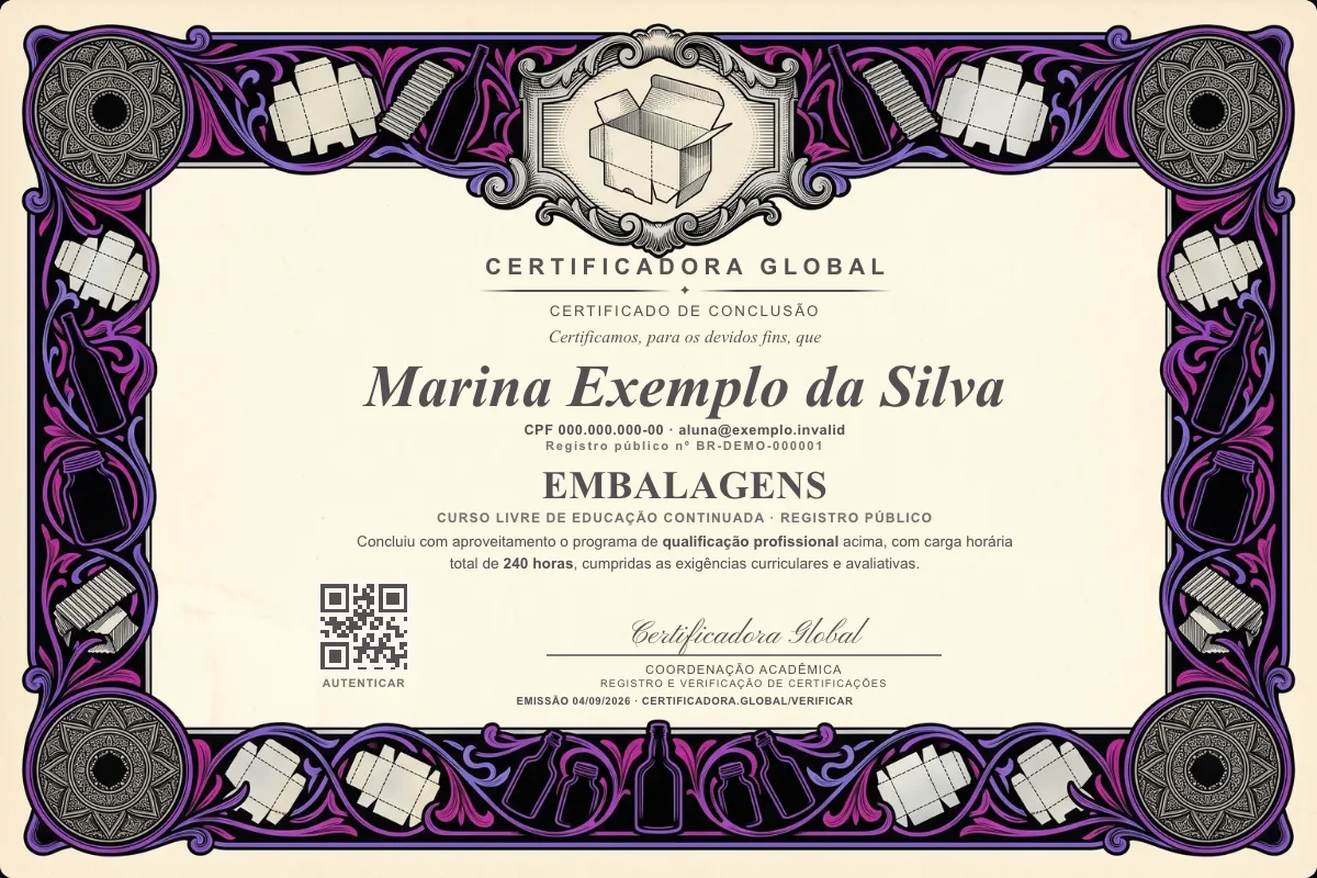 Capa do curso Embalagens