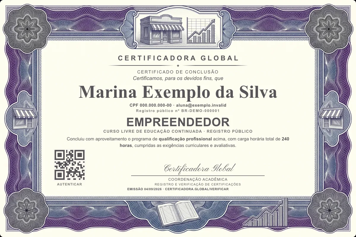Capa do curso Empreendedor