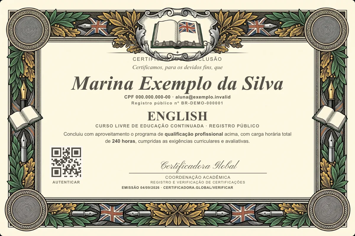 Capa do curso English