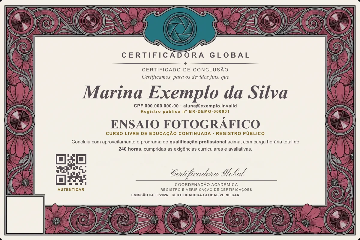 Capa do curso Ensaio Fotográfico