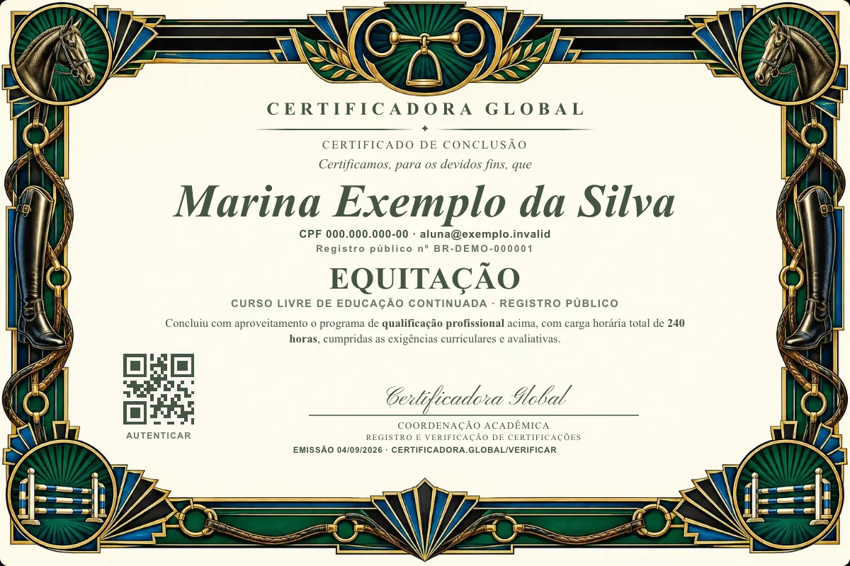 Capa do curso Equitação