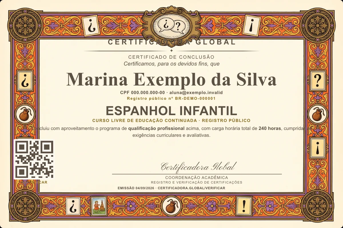 Capa do curso Espanhol Infantil