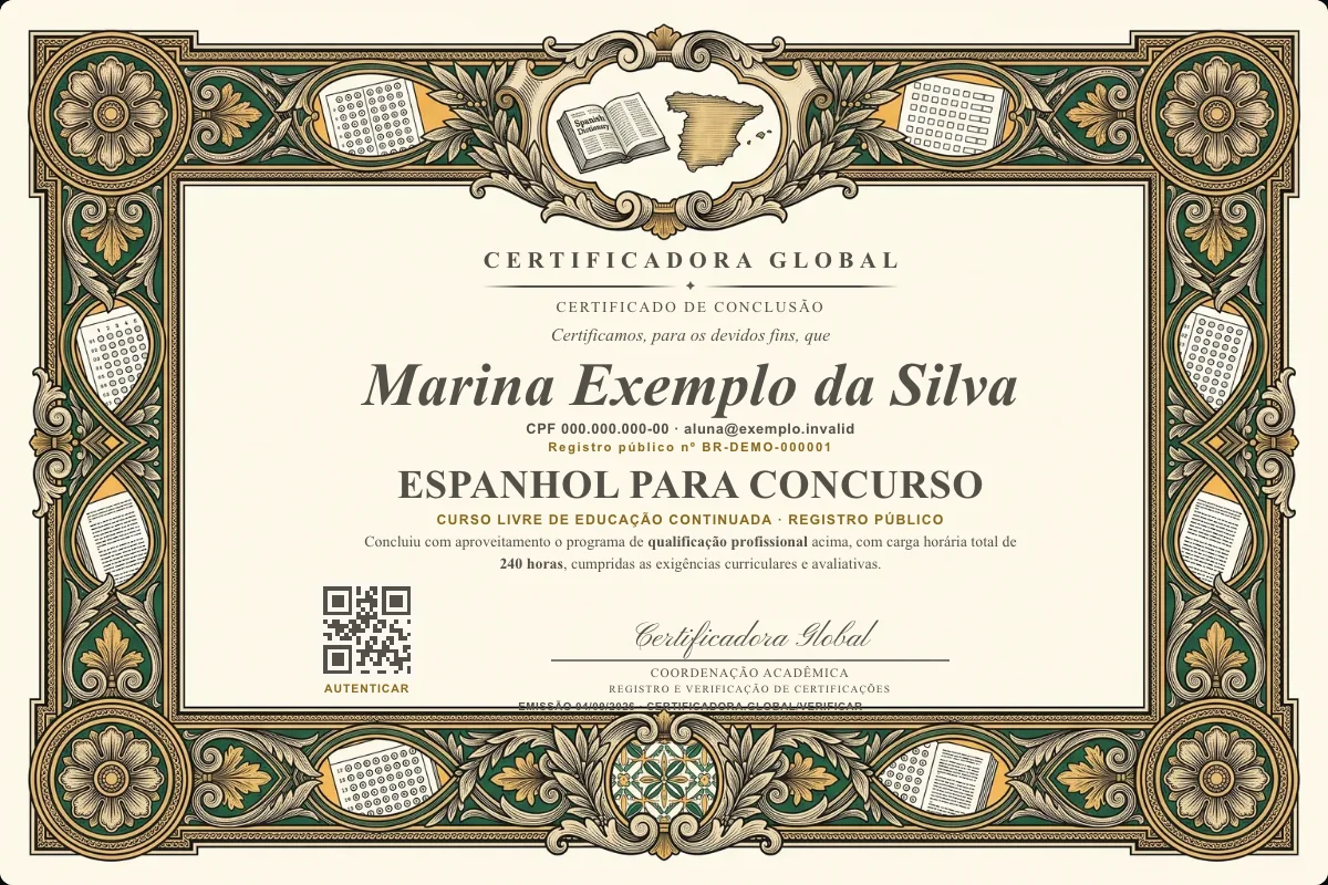 Capa do curso Espanhol para Concurso