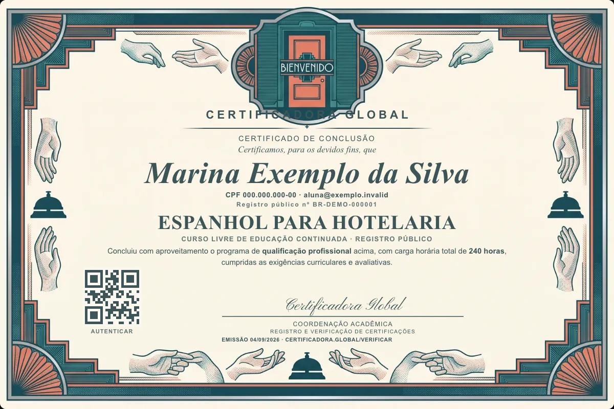 Capa do curso Espanhol para Hotelaria