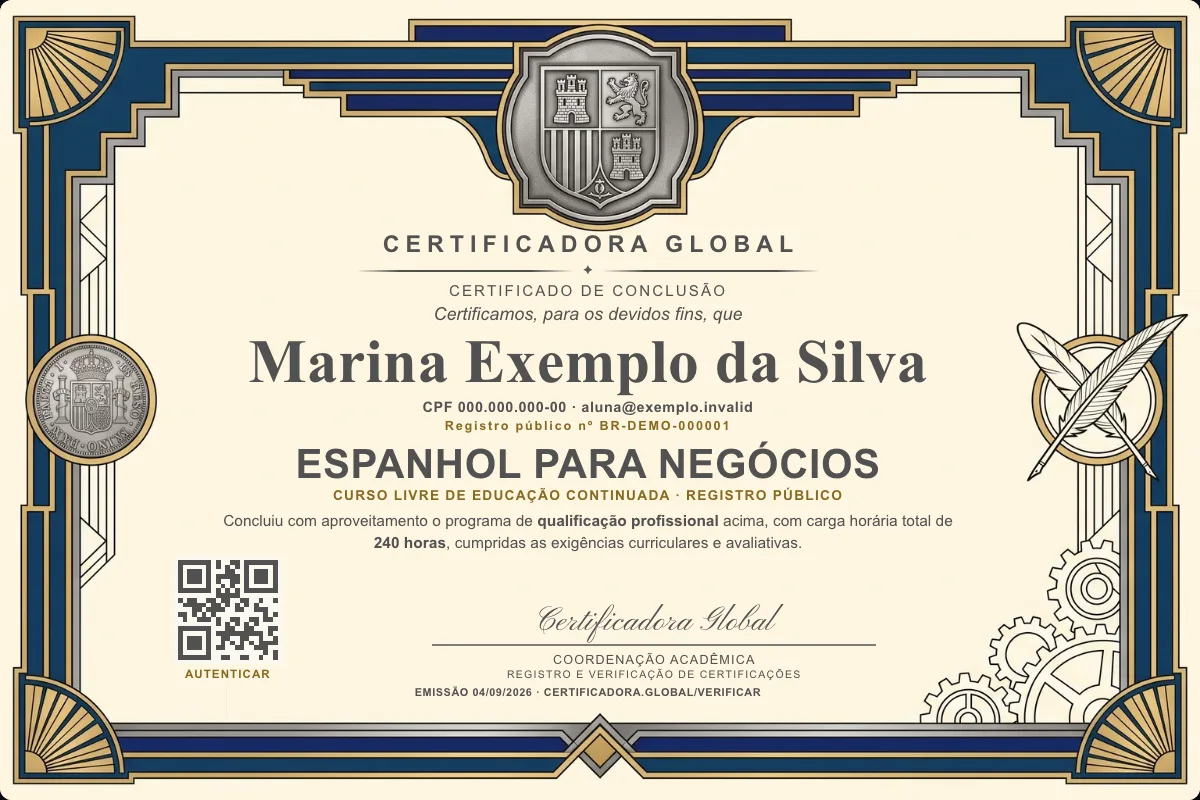 Capa do curso Espanhol para Negócios