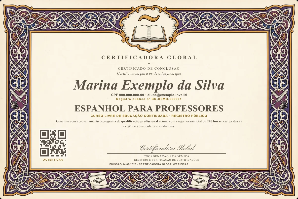 Capa do curso Espanhol para Professores