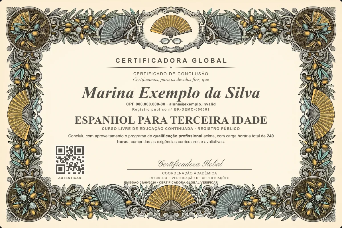 Capa do curso Espanhol para Terceira Idade