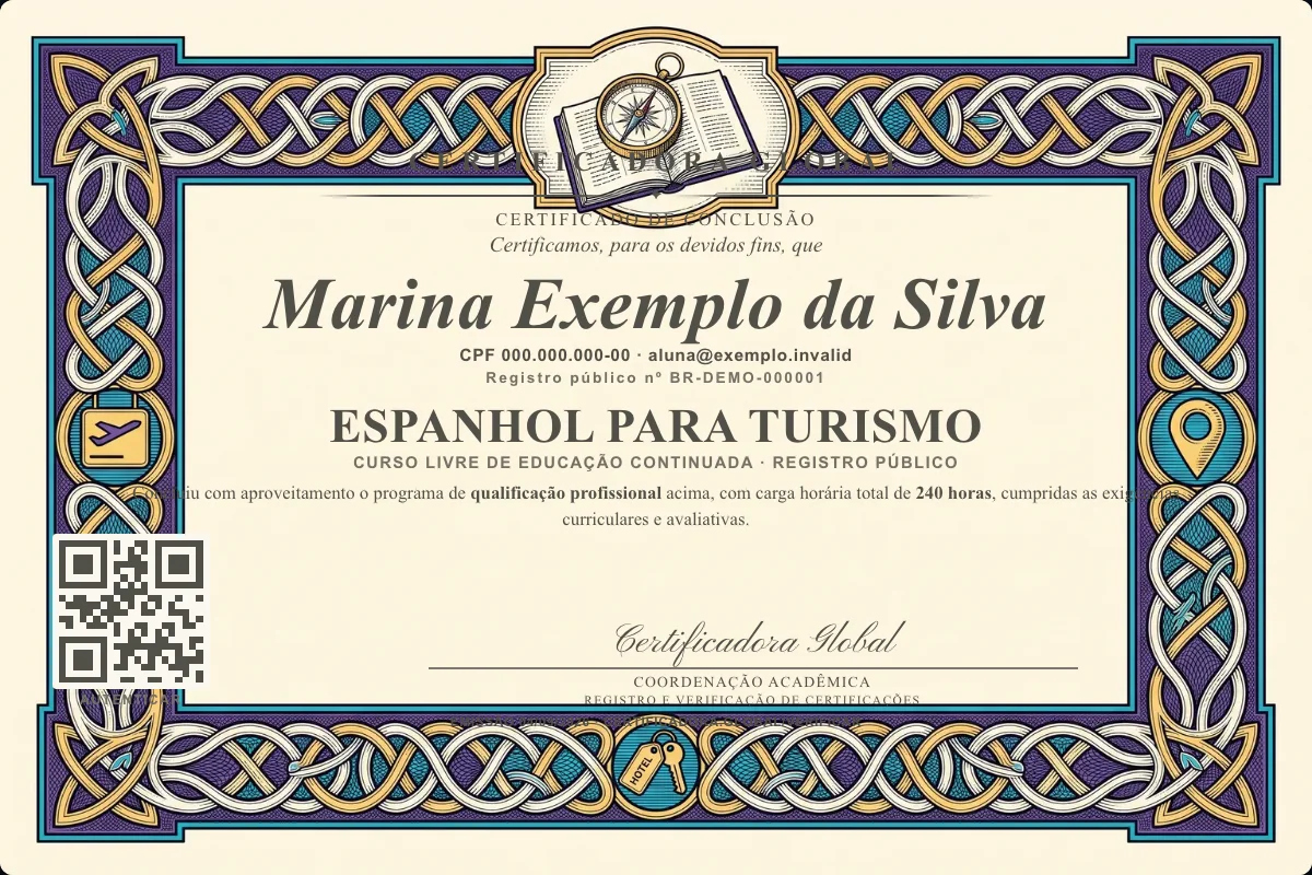 Capa do curso Espanhol para Turismo