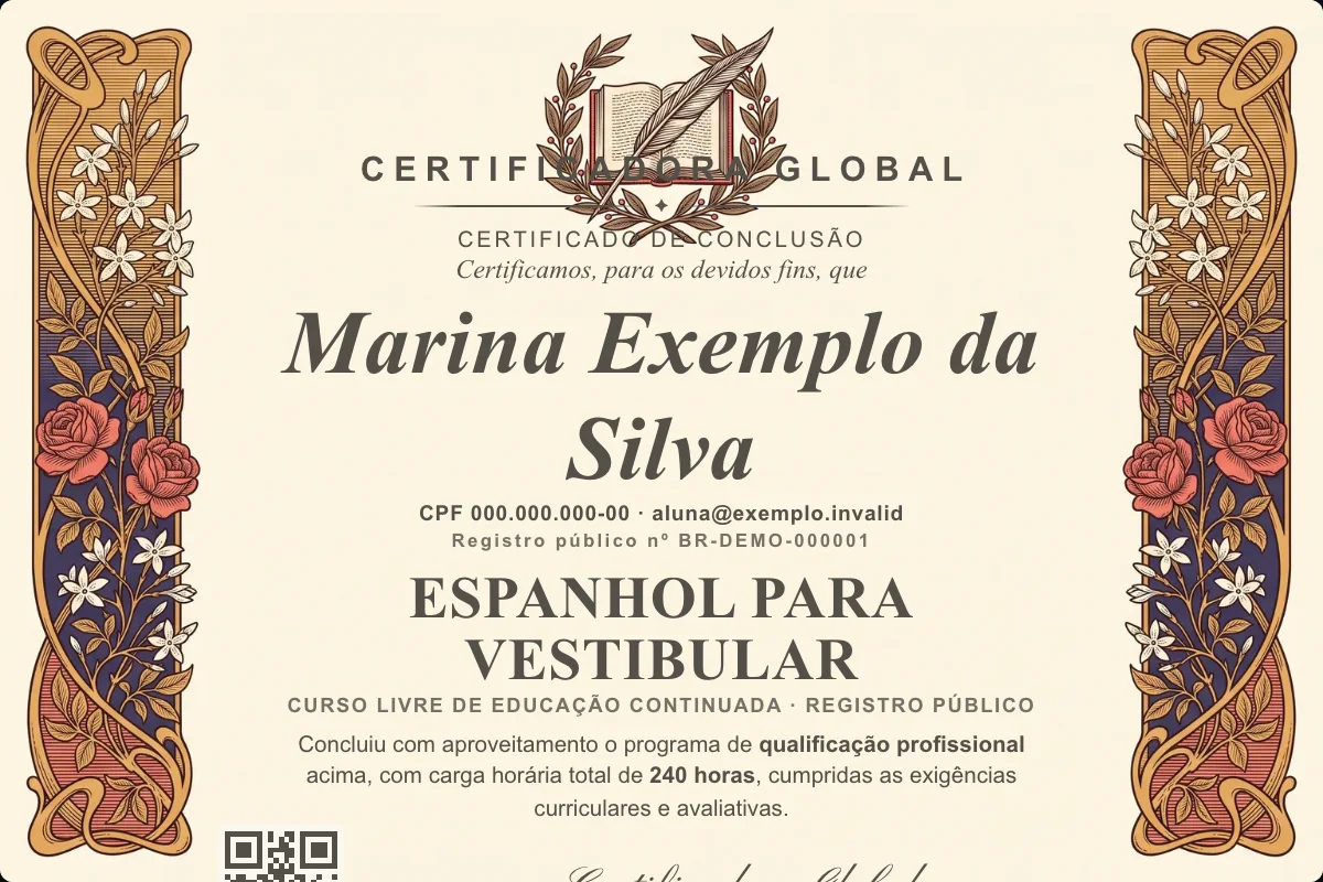 Capa do curso Espanhol para Vestibular