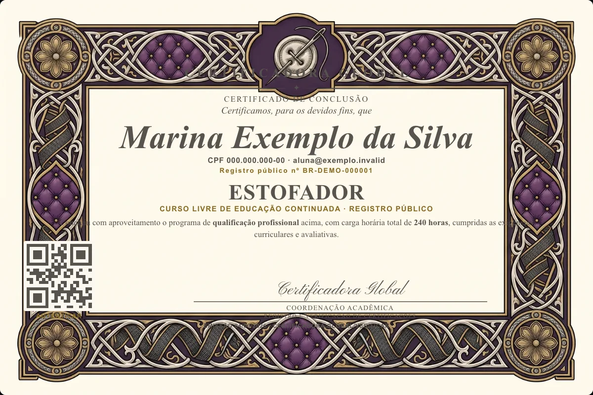 Capa do curso Estofador