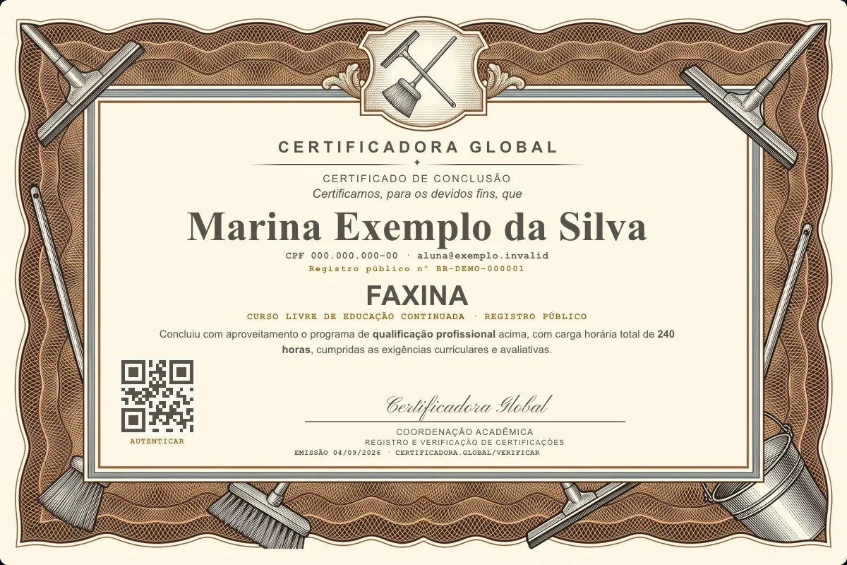 Capa do curso Faxina