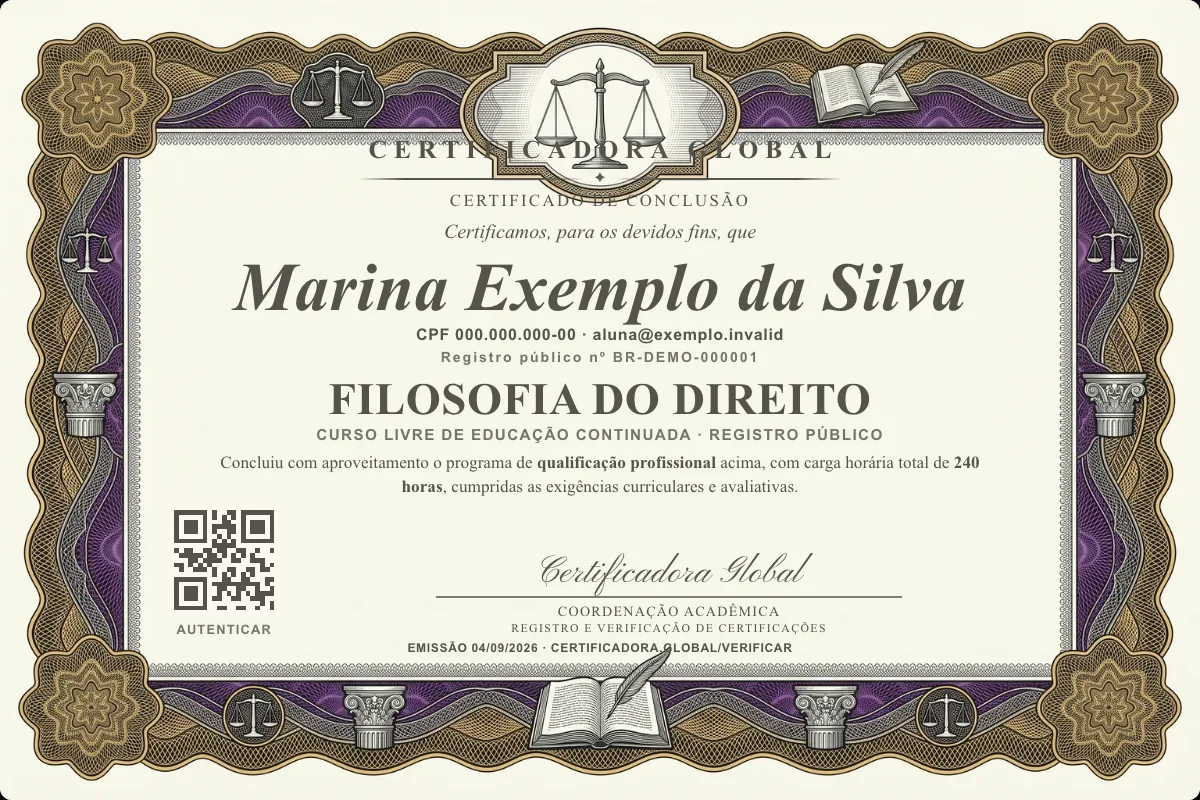 Capa do curso Filosofia do Direito