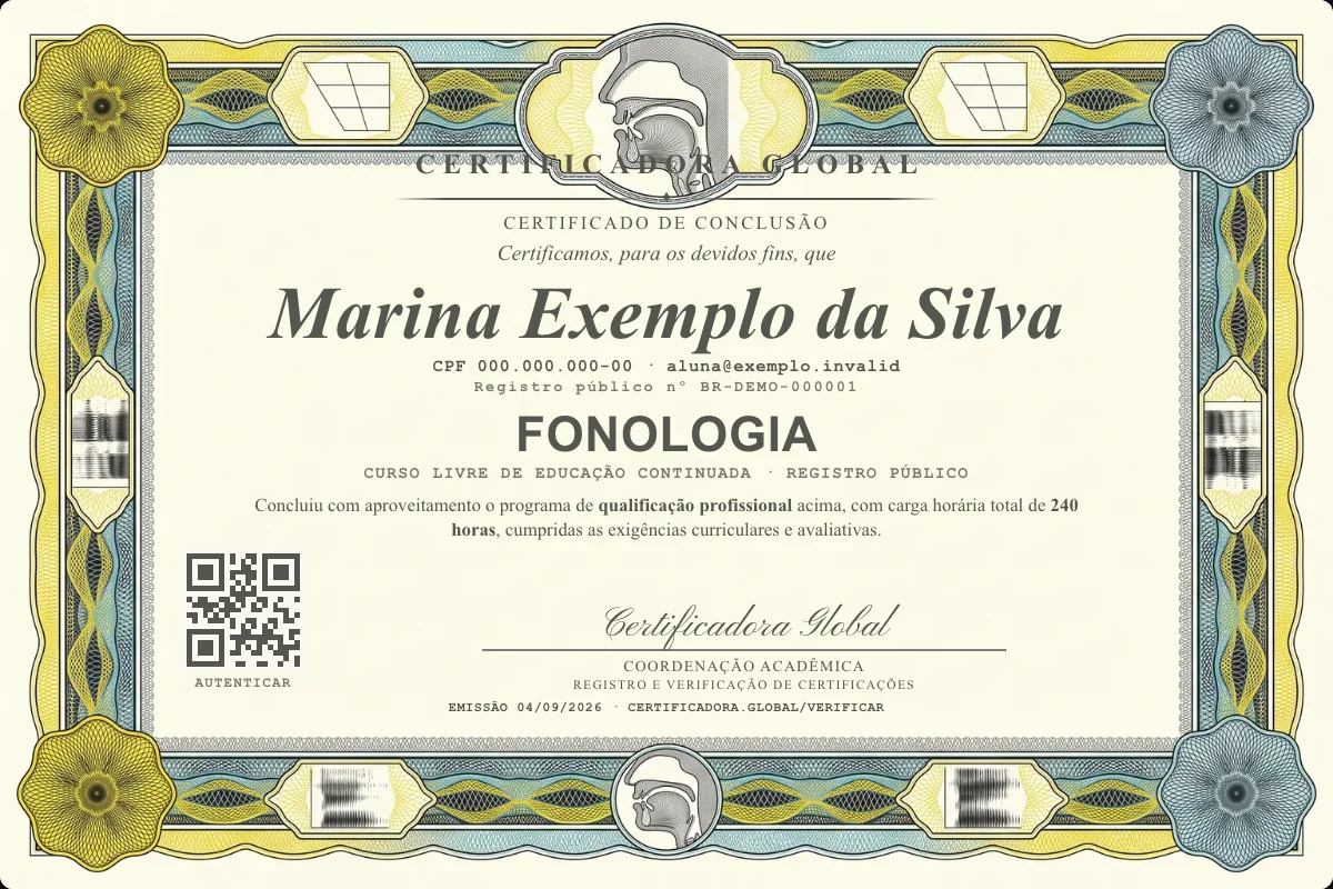 Capa do curso Fonologia