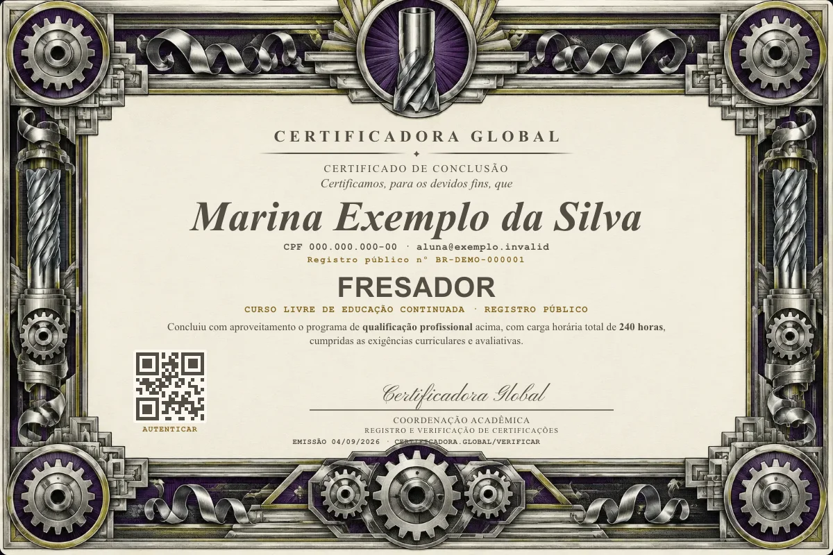 Capa do curso Fresador