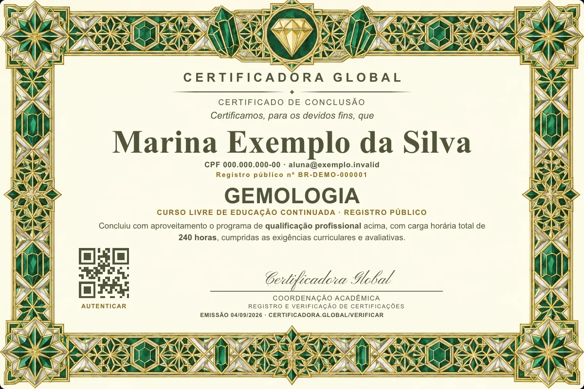 Capa do curso Gemologia