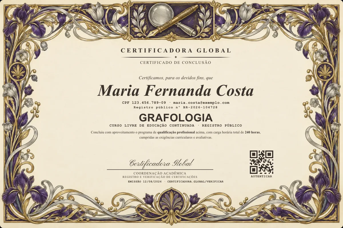 Capa do curso Grafologia